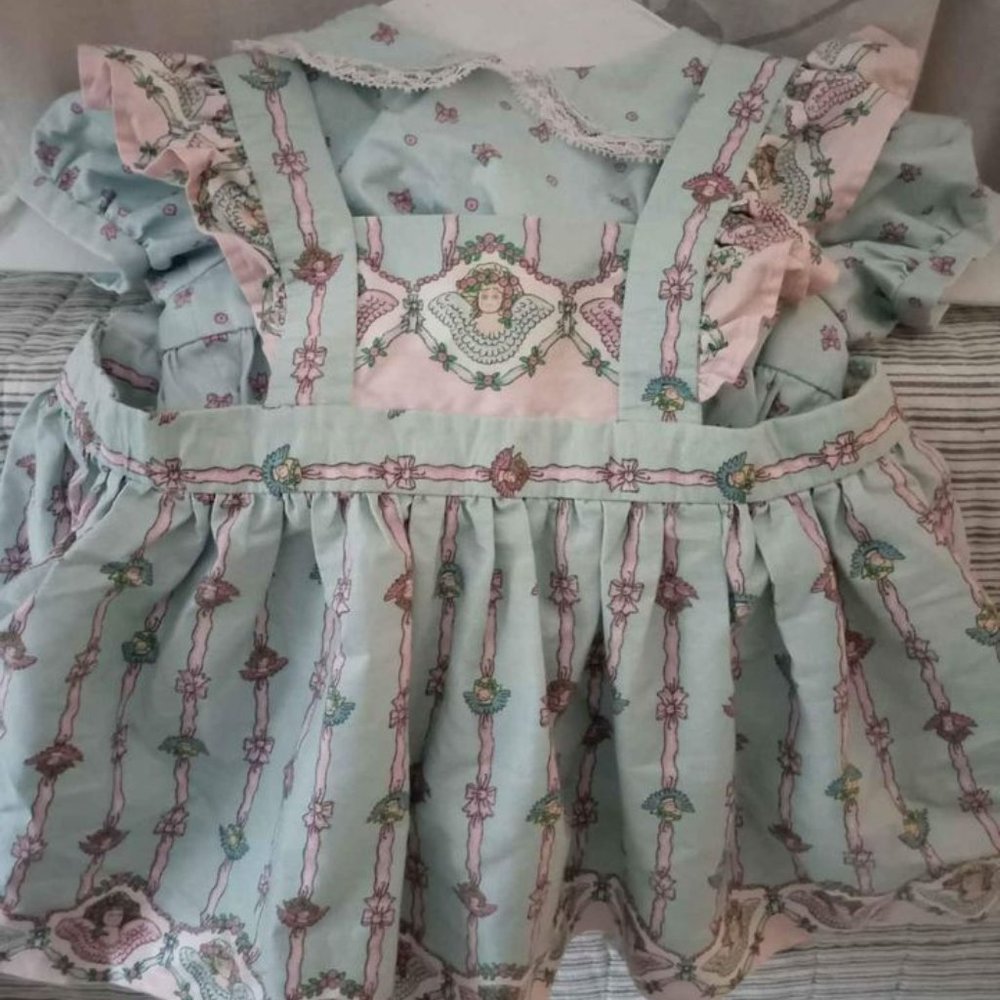 3-Piece Party Dress Retro Angel Patterns Outfit: Dress, Pinafore & Bloomers!